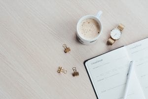 Planner on desk